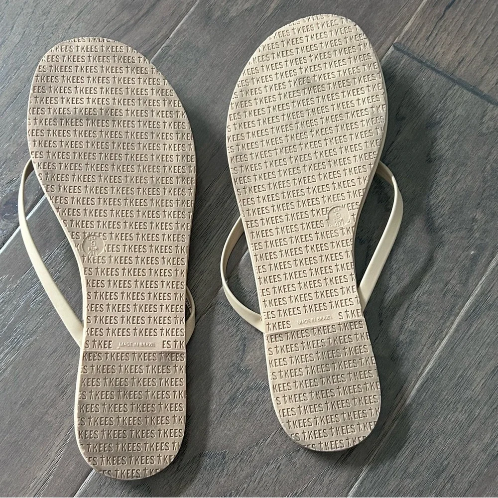 TKEES Neutral Beige Thin-Strap Flip Flop Sandal - Picture 3 of 4